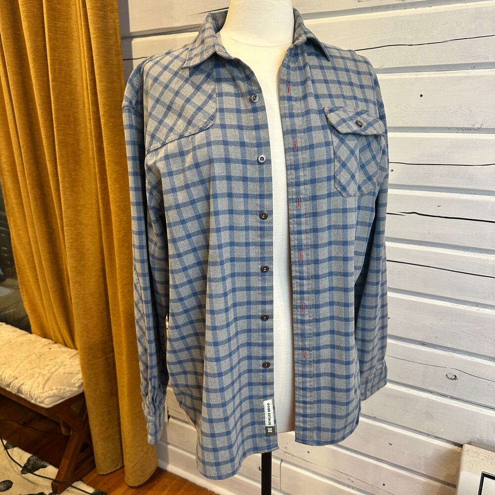 Howler Bros Plaid Flannel Shirt Men’s L Blue Gray Long Sleeve